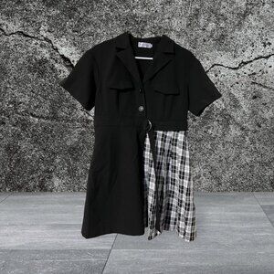 Womens Dress Ruko Hang XL Black and White Mini Dress Short Sleeve